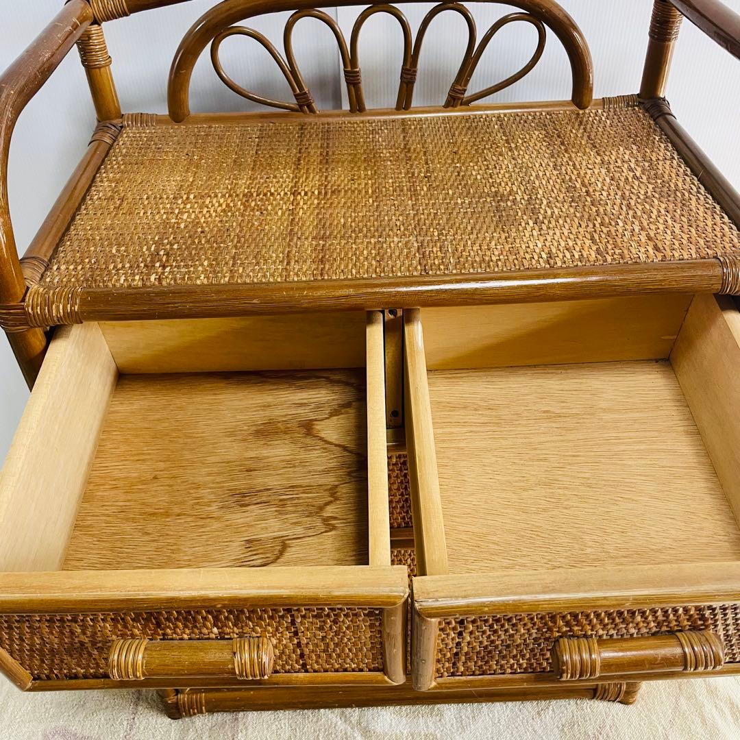 ラタン 4段チェスト 籐家具 洋服タンス レトロ