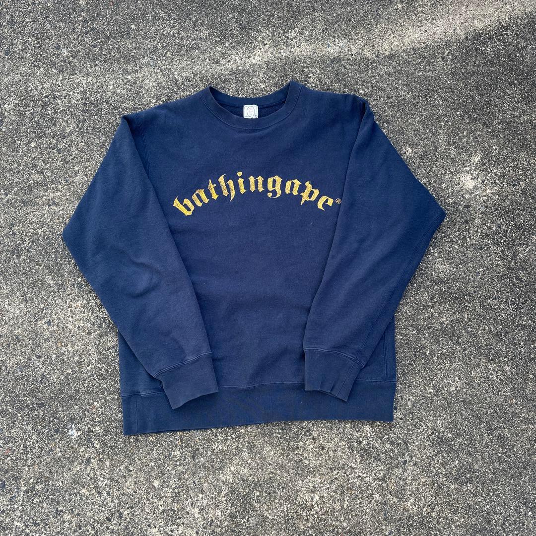 【希少】A BATHING APE スウェット ネイビー 90s