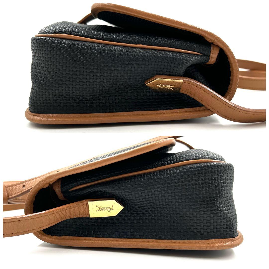 美品 イヴサンローラン 257 ショルダーバッグ PVC レザー 斜め掛け 黒