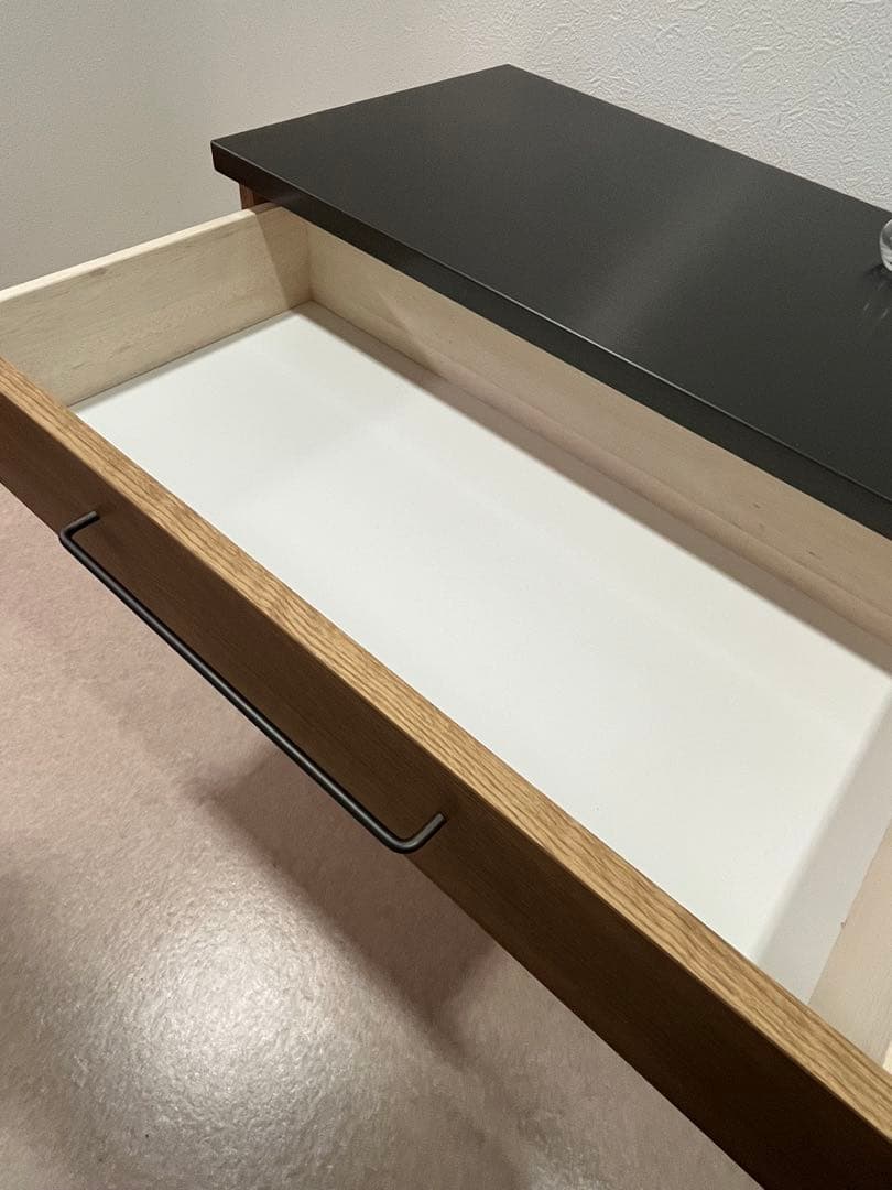 特殊鋼板天板 ヴィンテージ風カウンター (引き出し+扉 幅120cm)