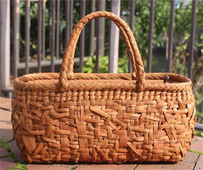 乱れ編み 山葡萄 かごバッグ　籠 バッグ 中布と内ポケット付き 最高