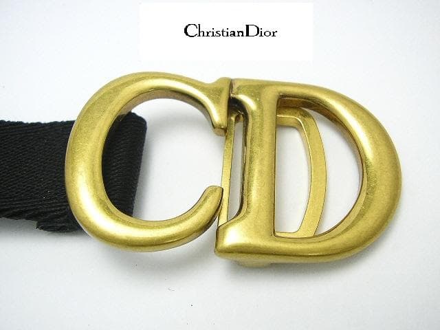 クリスチャンディオール　ロゴ　ナイロンベルト　ブラック　85cm