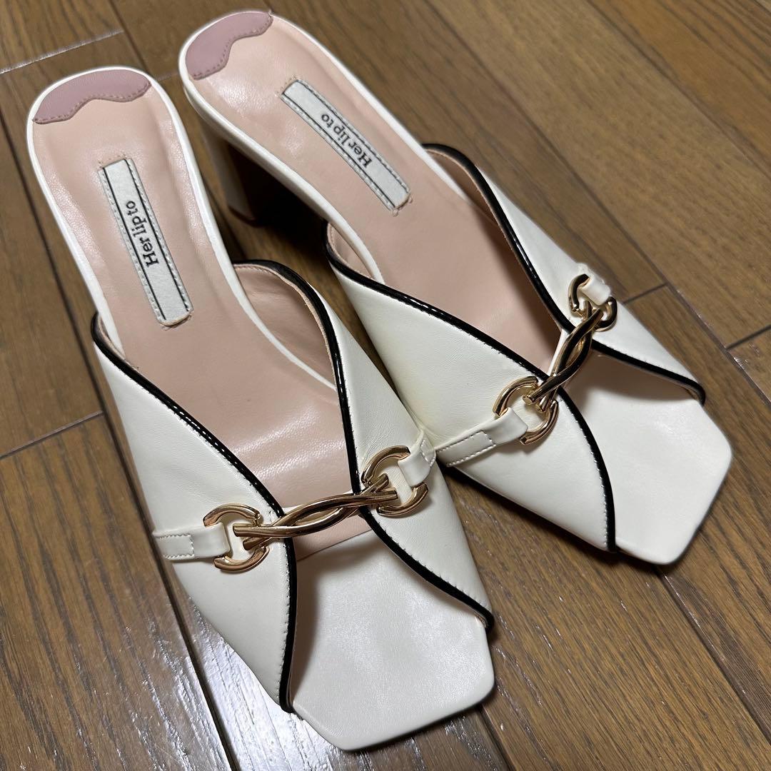 ★*i様 Bit Square-Toe Mules バニラ 38
