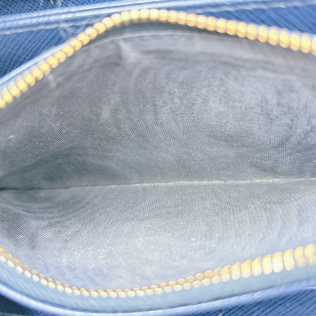 美品✨PRADA 長財布 ネイビー サフィアーノ シャイン 紺