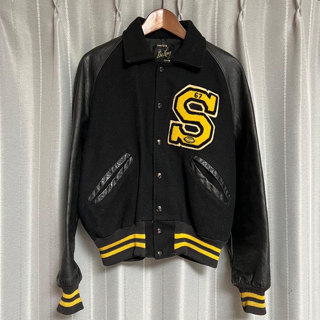 断*中様 60sビンテージ デロングDeLong 筆記体タグ ブラックスタジャン