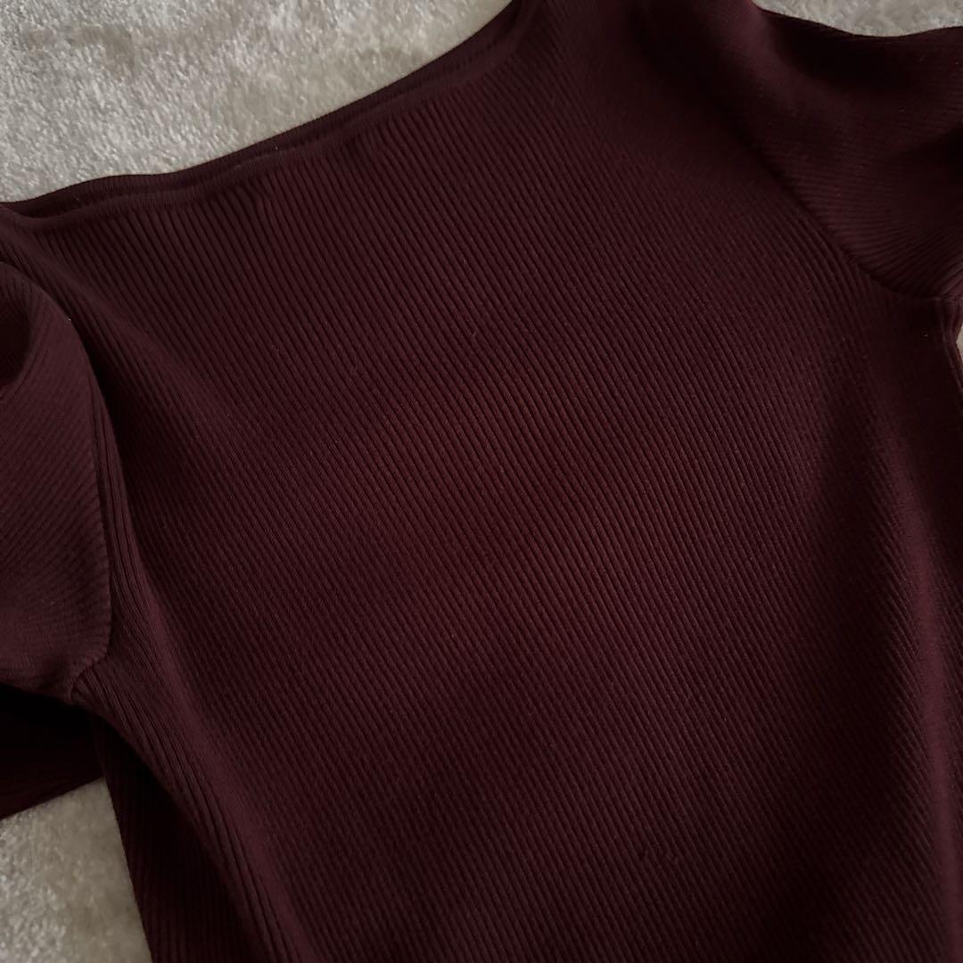 AURALEE バーガンディ リブニット 長袖　ロンハーマン