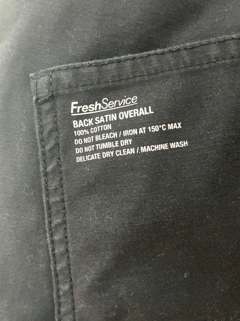 FreshService バックサテンオーバーオール ブラック