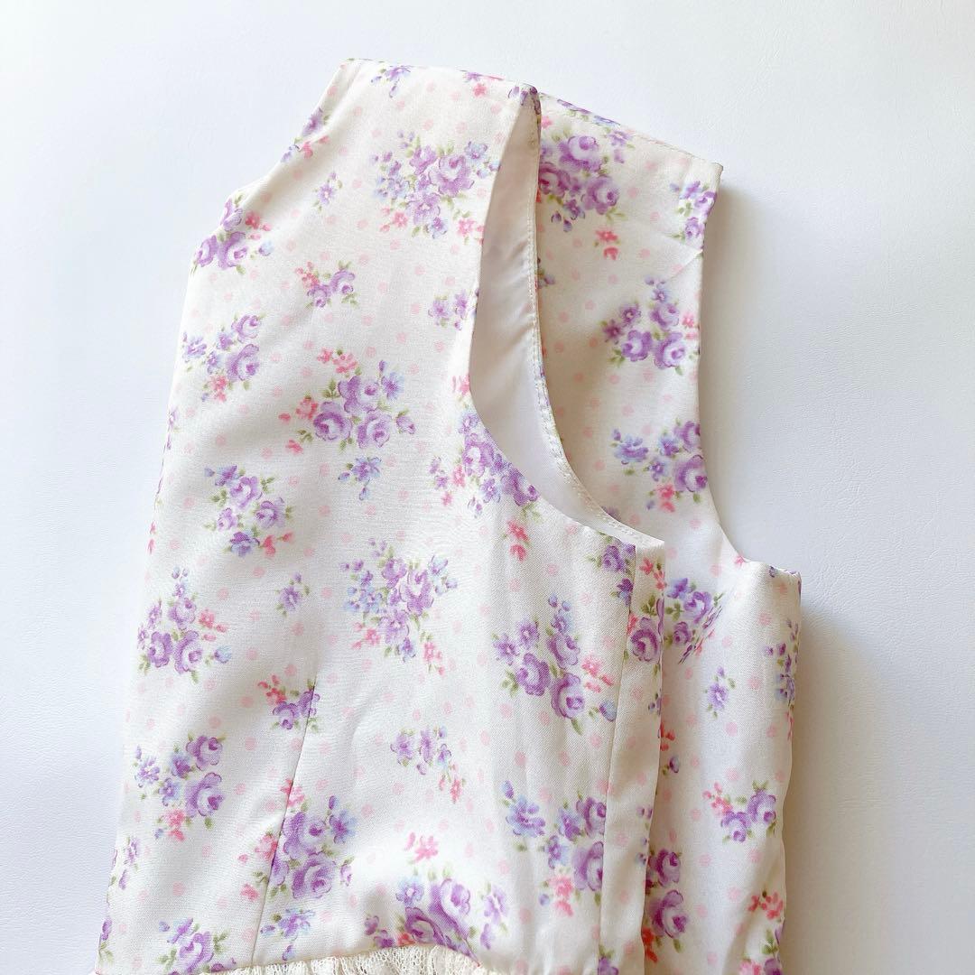 ラベンダー×花柄 120size セレモニー 入学 卒園 発表会 フォーマル