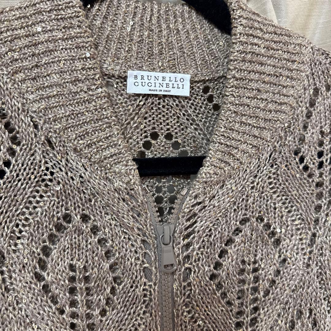 ブルネロクチネリ　M ブロンズ　スパンコール　ジップアップ