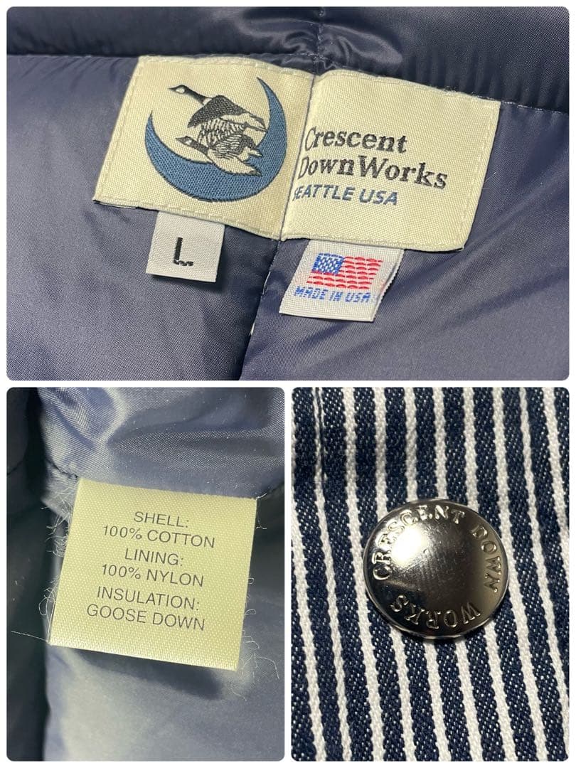 クレセントダウンワークス ボーイズマーケット別注 ダウンシャツ 紺白 L
