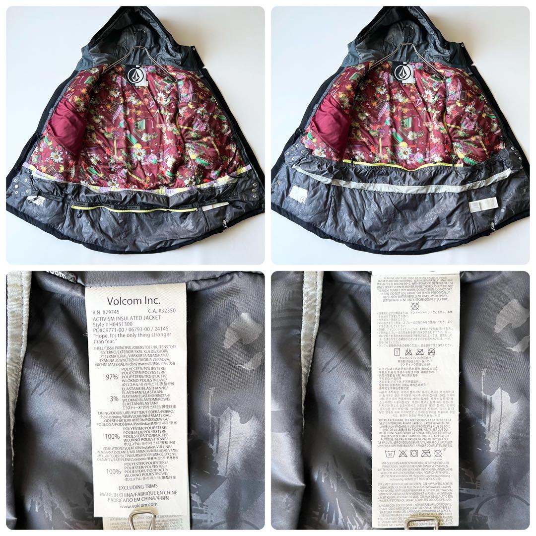 3284【美品】ボルコム　ジャケット 中綿入り 無地 スノボウェア レディース