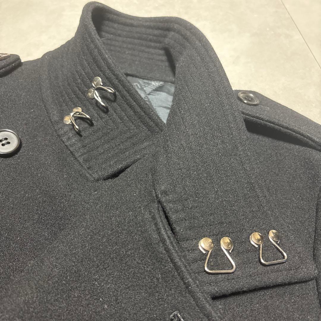 JOHN LAWRENCE SULLIVAN ウール ピーコート ブラック