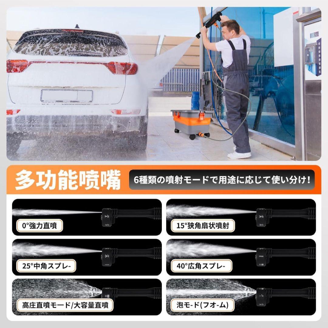 高圧洗浄機 コードレス 充電式 9MPa強力噴射 大容量バッテリー 6in 洗車