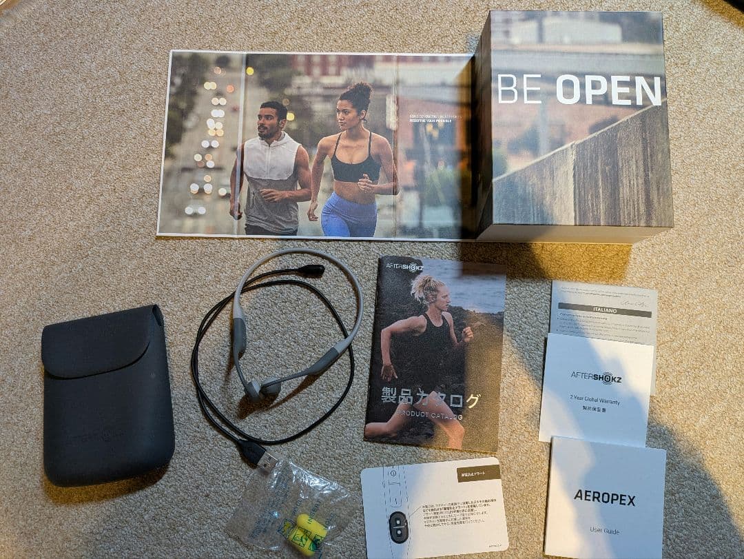 AEROPEX 骨伝導イヤホン グレー ケース付き