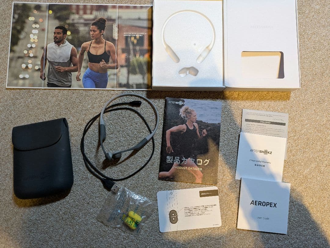 AEROPEX 骨伝導イヤホン グレー ケース付き