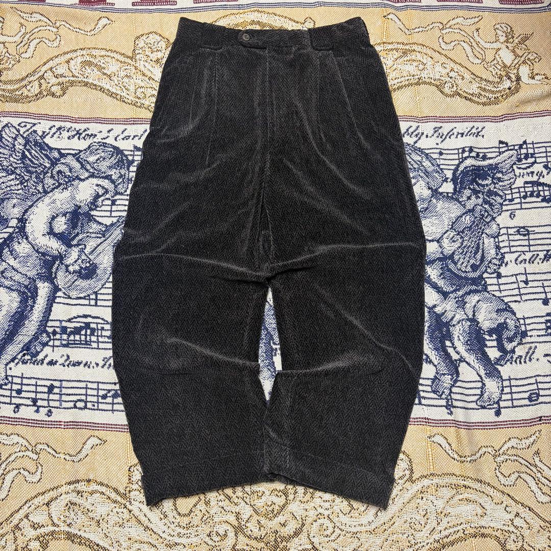 80s ブラックベロア HBT スラックス イタリア製 50s レーヨン ギャバ