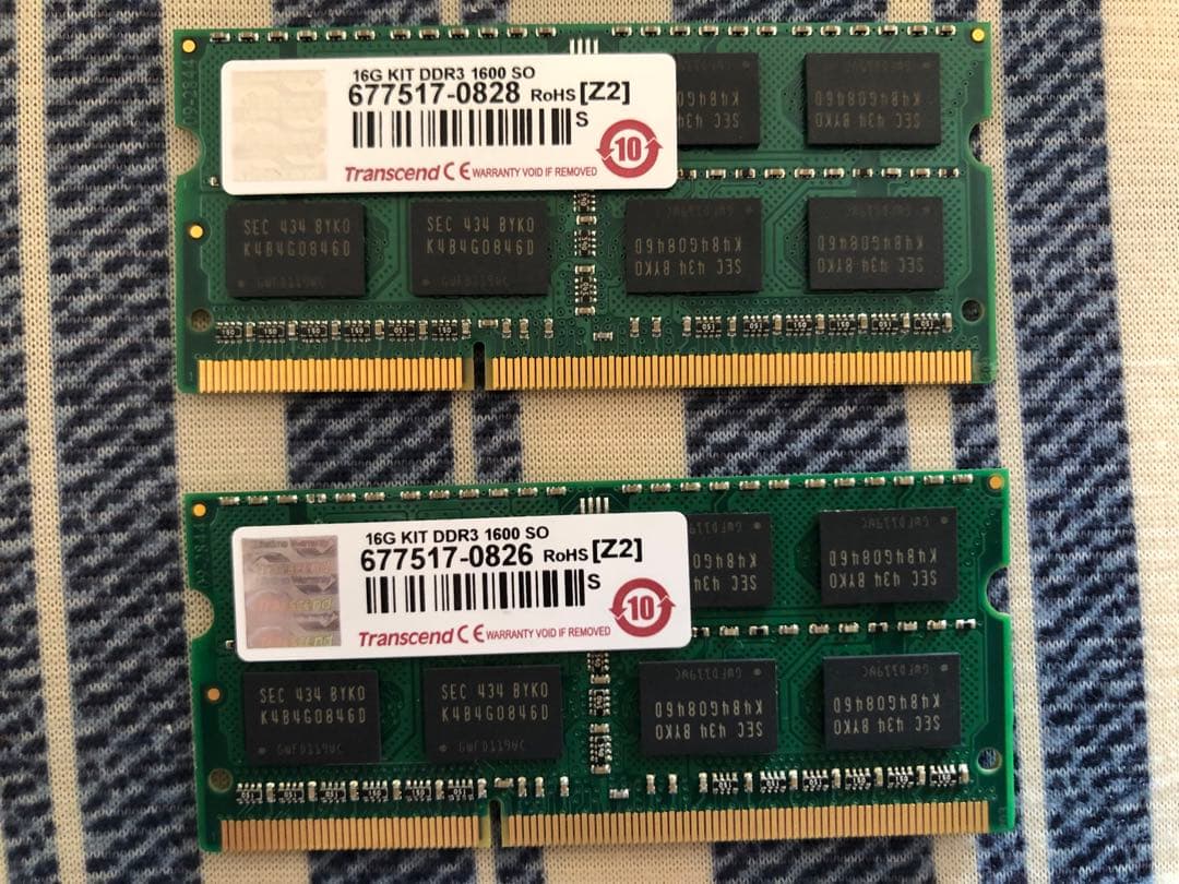 ①Transcend DDR3 8GB メモリモジュール 1600MHz美品