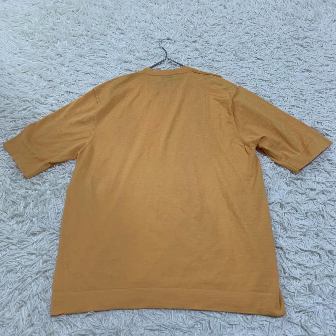 良品✨HERMES ヴィンテージ 半袖ニット 総柄 S レディース オレンジ