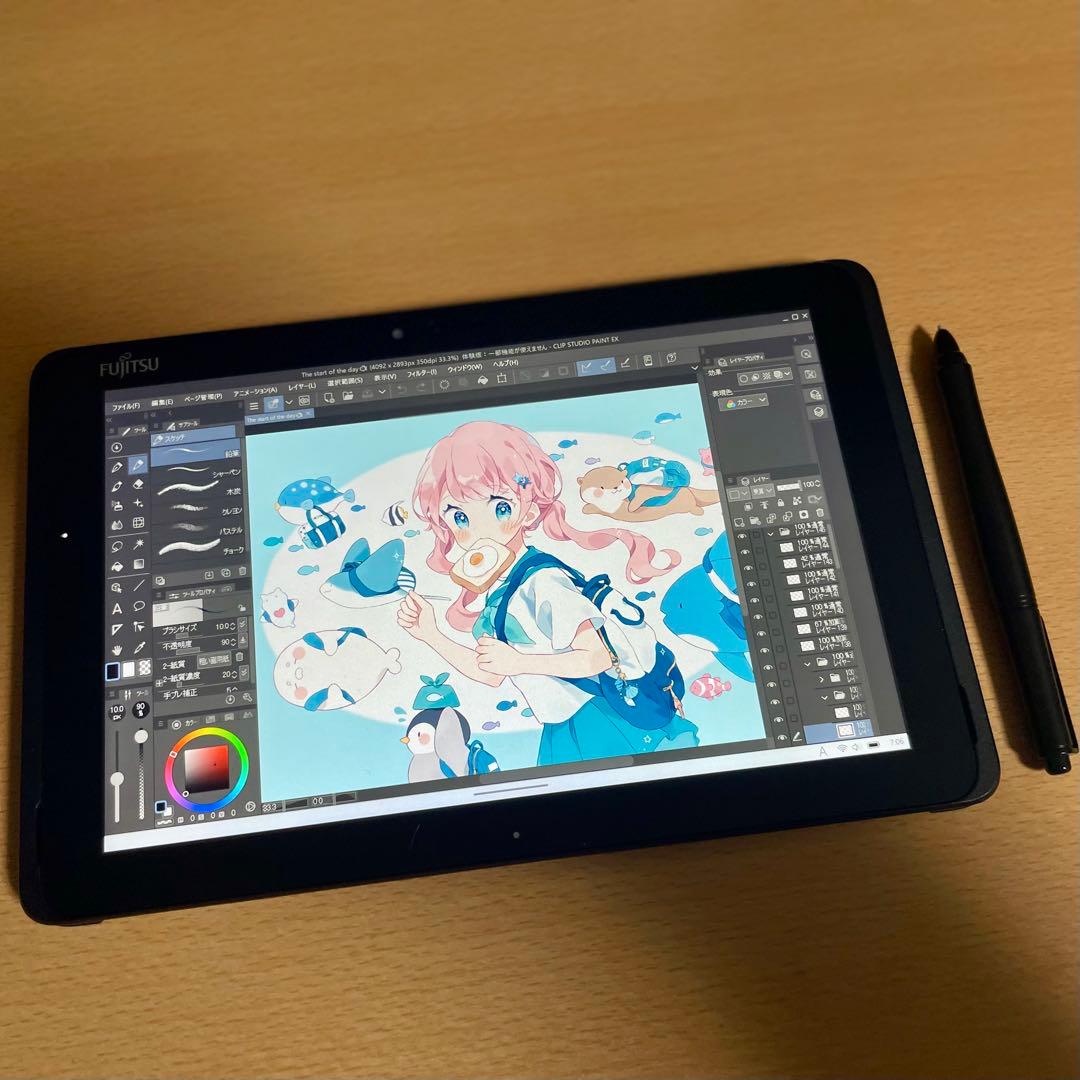 ◆富士通 ワコム 新しめ 筆圧対応 お絵描きタブレット 128GB