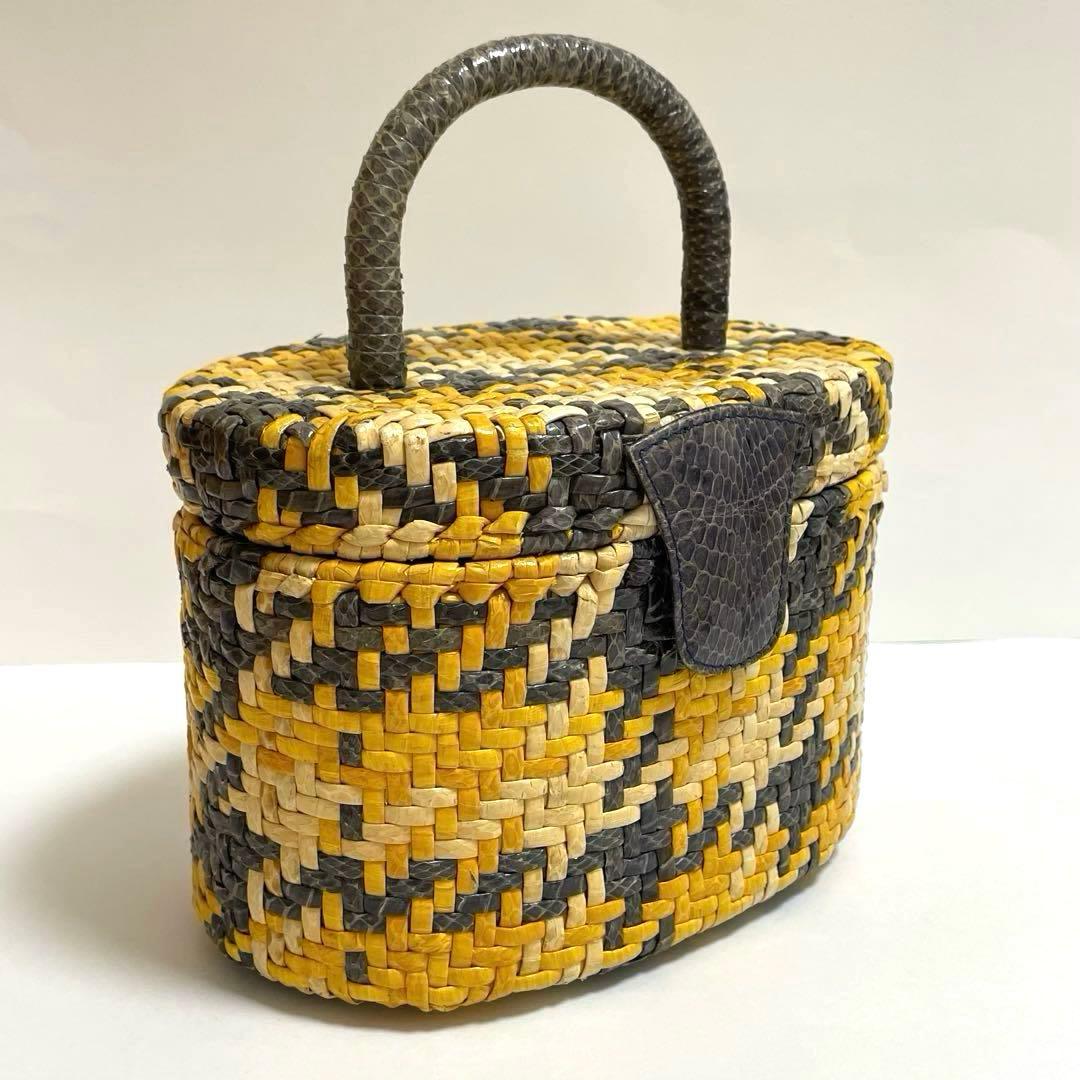 LAPOMA ヴィンテージ ビンテージ カゴバッグ ハンドバッグ 蓋付き