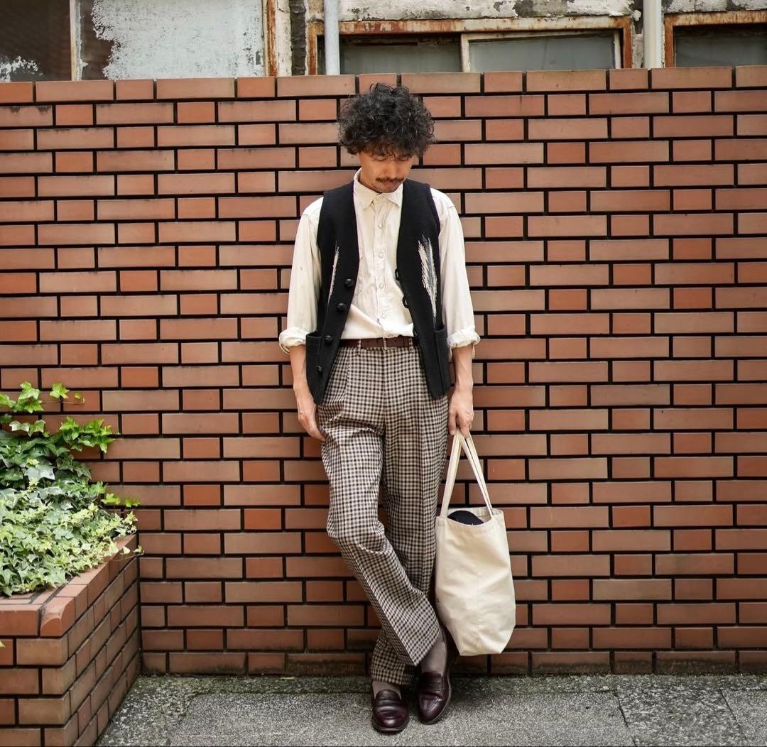 未使用【bon vieux 別注】　GERMANO ウールチェックパンツ