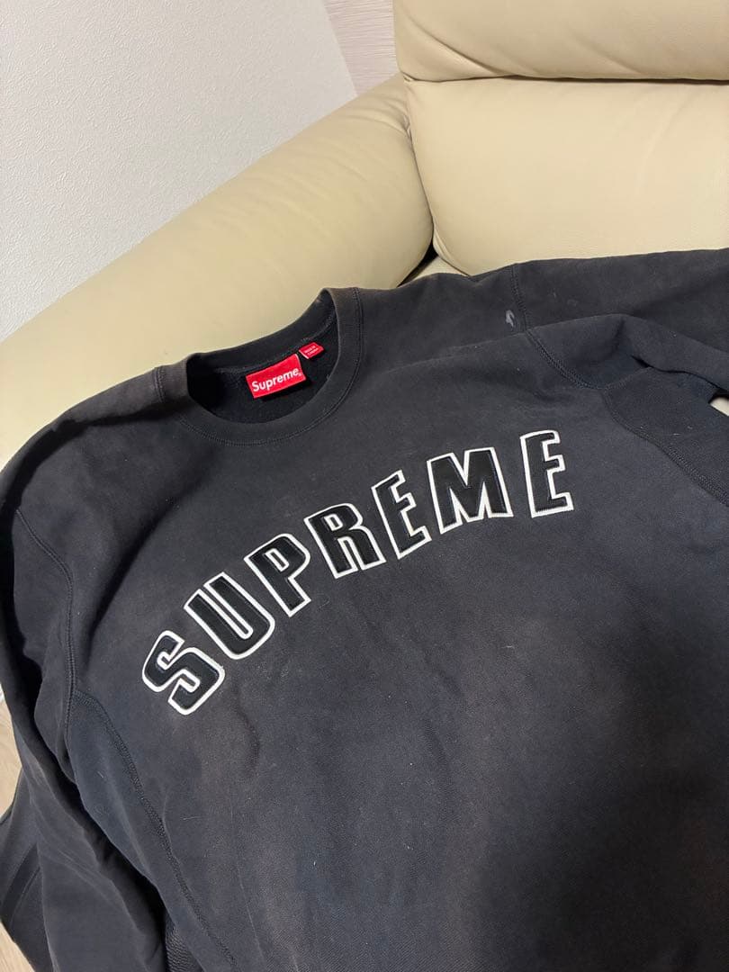 Supreme ブラック ロゴスウェット