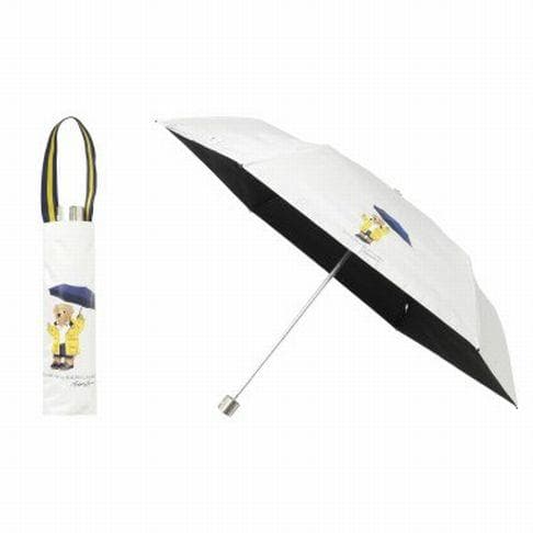 ポロラルフローレン 1級遮光 晴雨兼用 折りたたみ傘 ポロベア レインベア 白