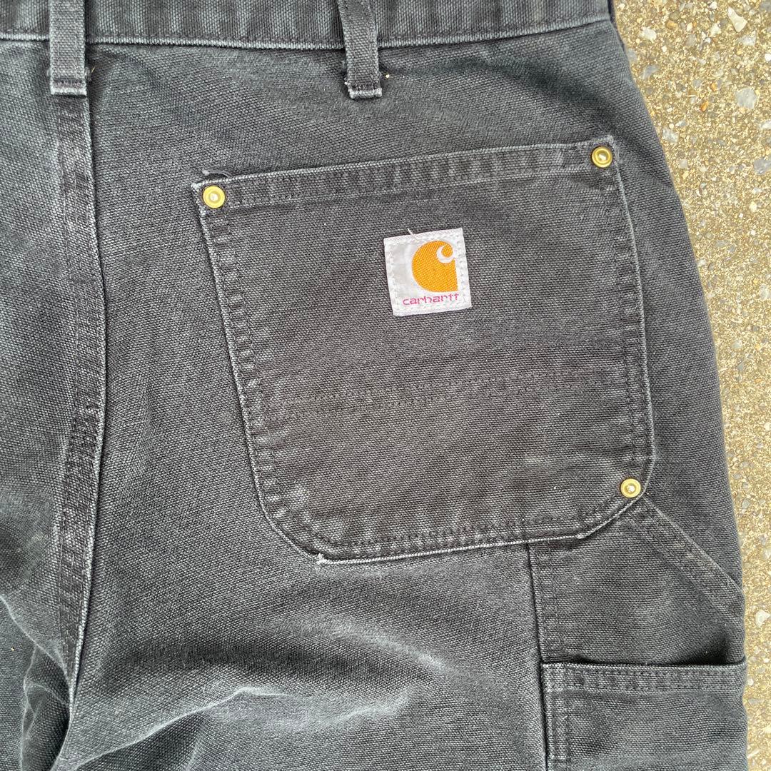 USA製 Carhartt B01 BLK ダブルニー 黒 フェード 34×34