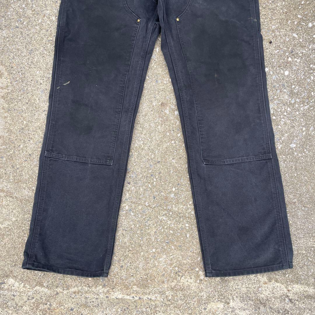 USA製 Carhartt B01 BLK ダブルニー 黒 フェード 34×34