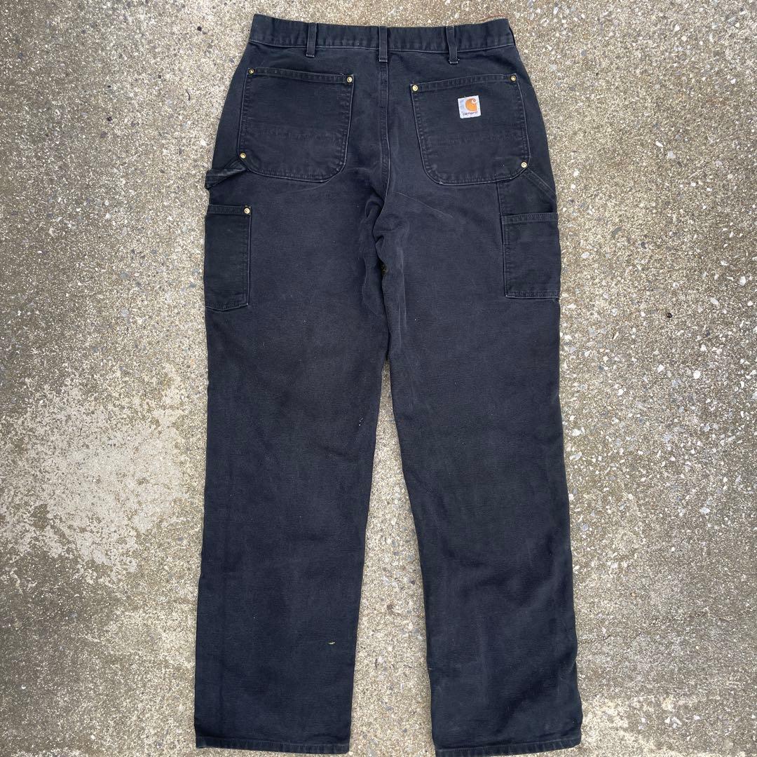 USA製 Carhartt B01 BLK ダブルニー 黒 フェード 34×34