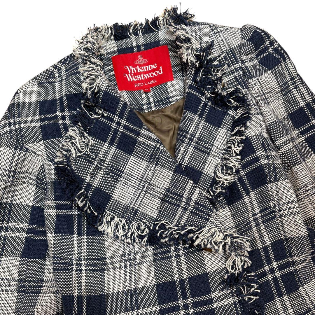 極美品 ヴィヴィアンウエストウッドレッドレーベル チェック柄 変形襟ジャケット