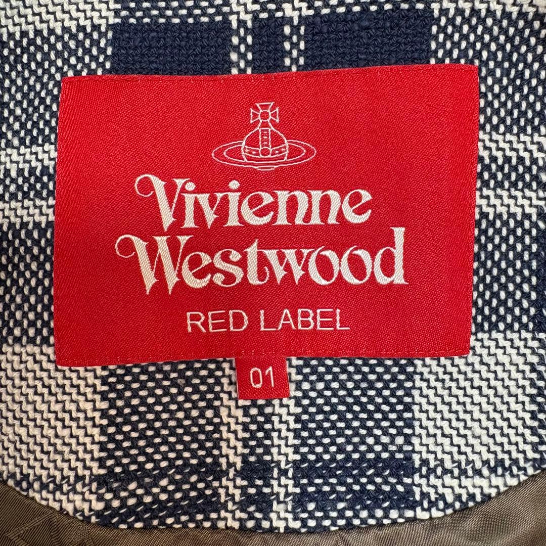 極美品 ヴィヴィアンウエストウッドレッドレーベル チェック柄 変形襟ジャケット