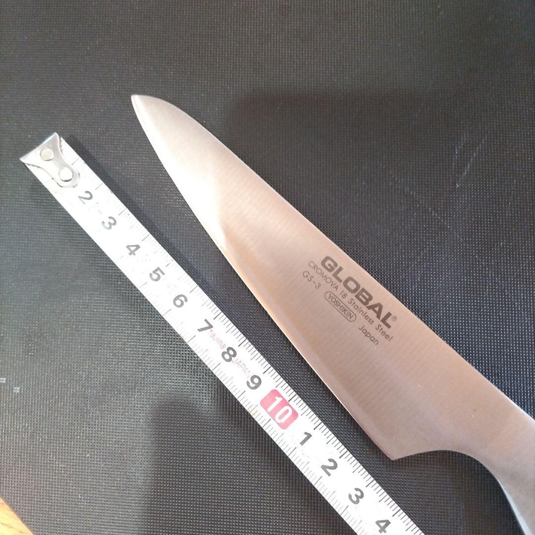 GLOBAL 包丁3本・シャープナーセット おまけ（チーズグレーター,ふきん）