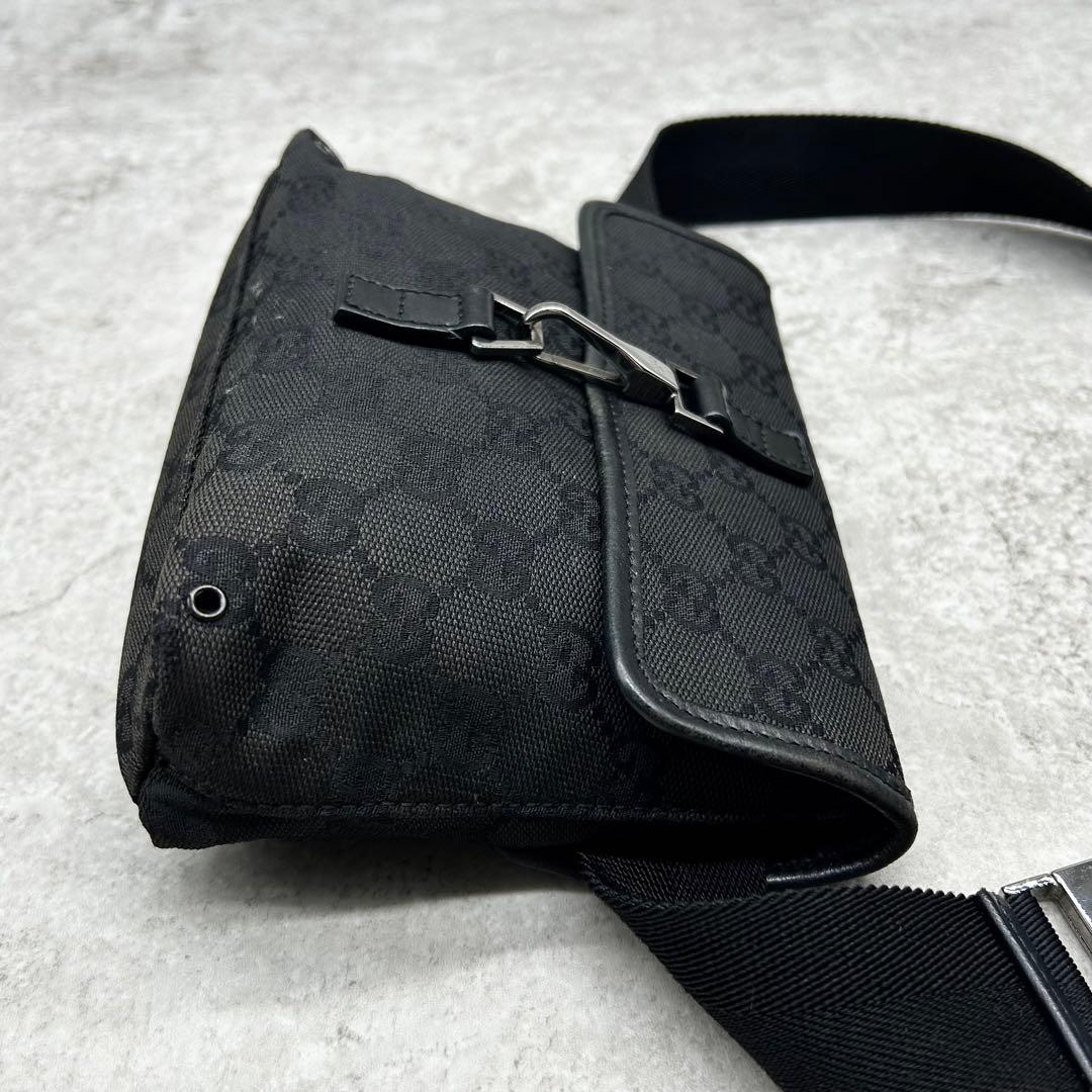 美品✨グッチ ウエストポーチ GG柄 ジャッキー キャンバス 黒