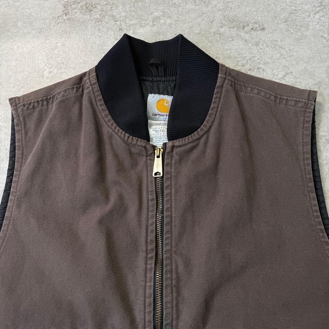 希少■carhartt カーハート【L】ダックベスト ブラウン フェード 雰囲気