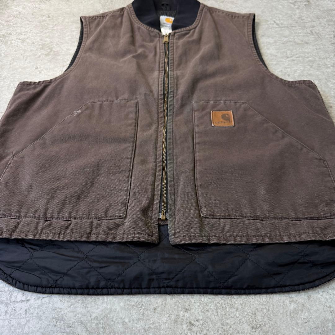 希少■carhartt カーハート【L】ダックベスト ブラウン フェード 雰囲気