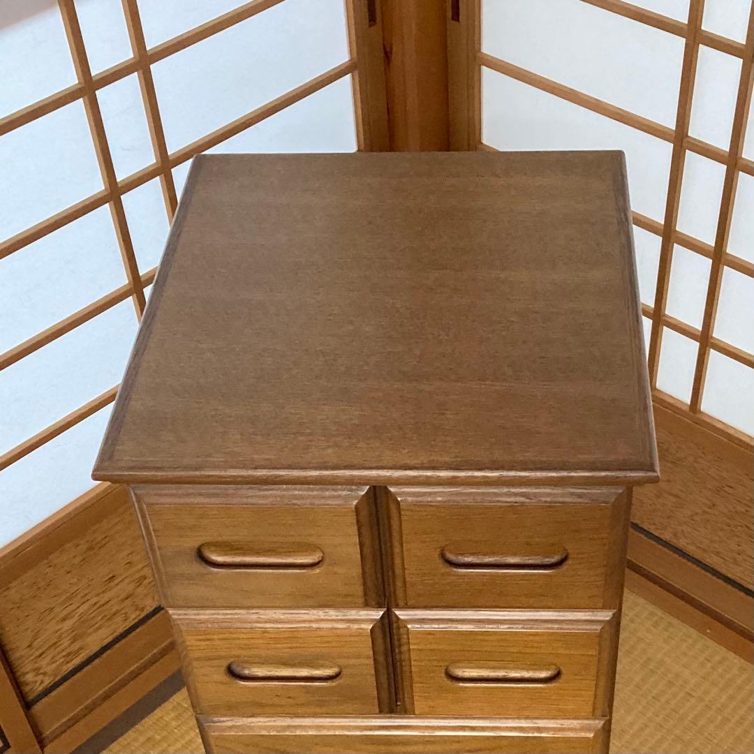 渡部木工 引き出し チェスト 箪笥 スリム 茶 木製 ナラ材 8杯 家具 レトロ