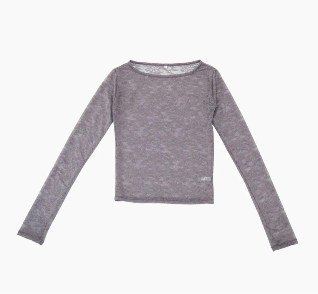 トップス draw drawers Lace Boat Neck T-shirts