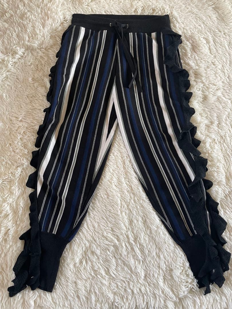 専用。3.1 phillip limニットパンツ　フリル　ストライプM美品