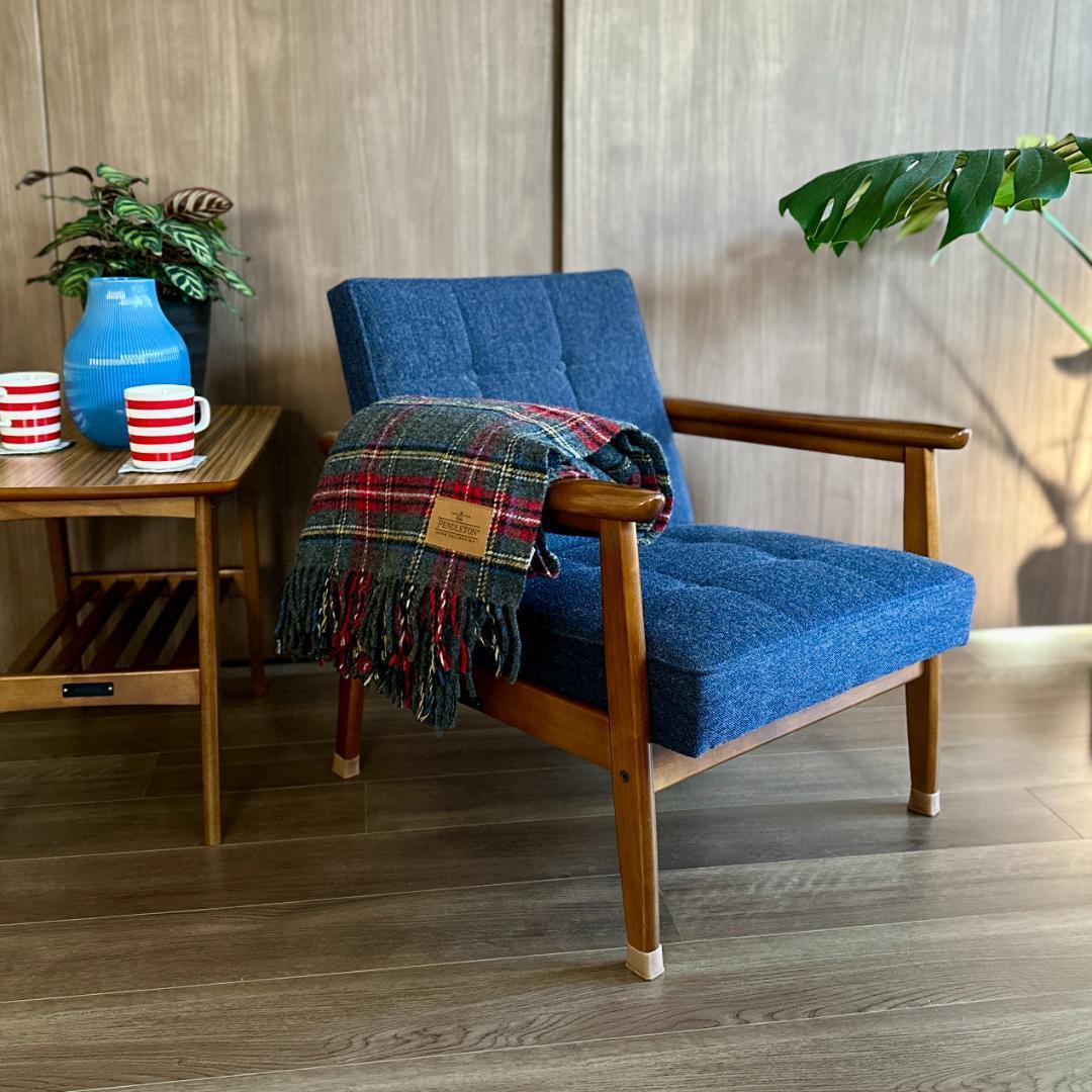 【カリモク60】Kチェア 1シーター 一人掛けソファ ブルー