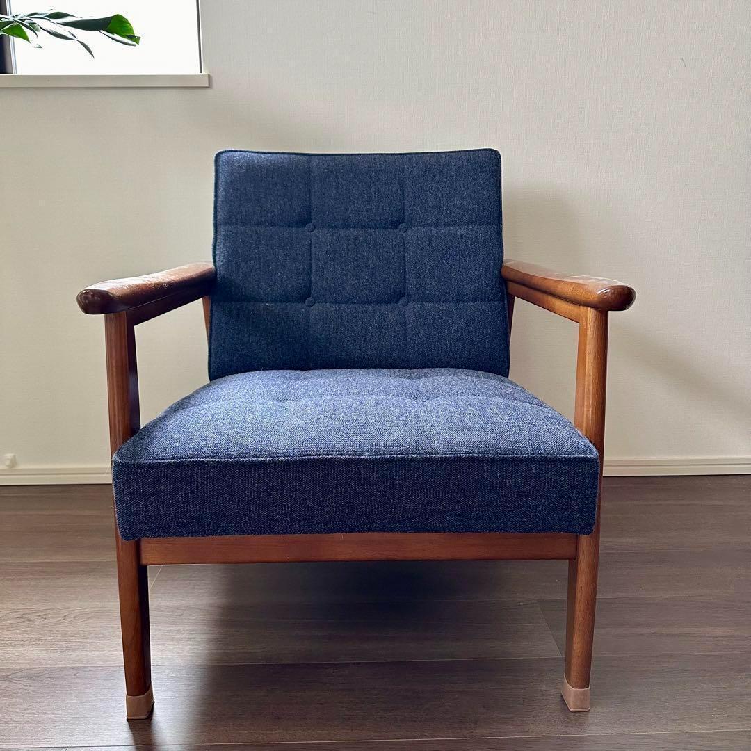 【カリモク60】Kチェア 1シーター 一人掛けソファ ブルー