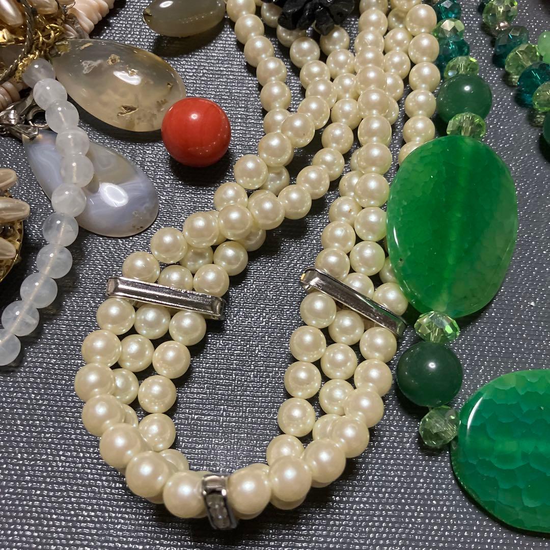 アクセサリーまとめ売り 天然石 ビーズ ネックレス 指輪 カフスなど ジャンク
