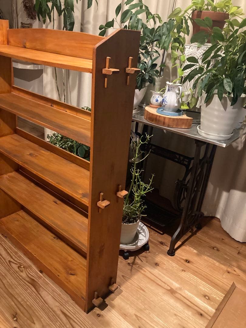 昭和レトロ　木製本棚　くさび式　棚5段　②