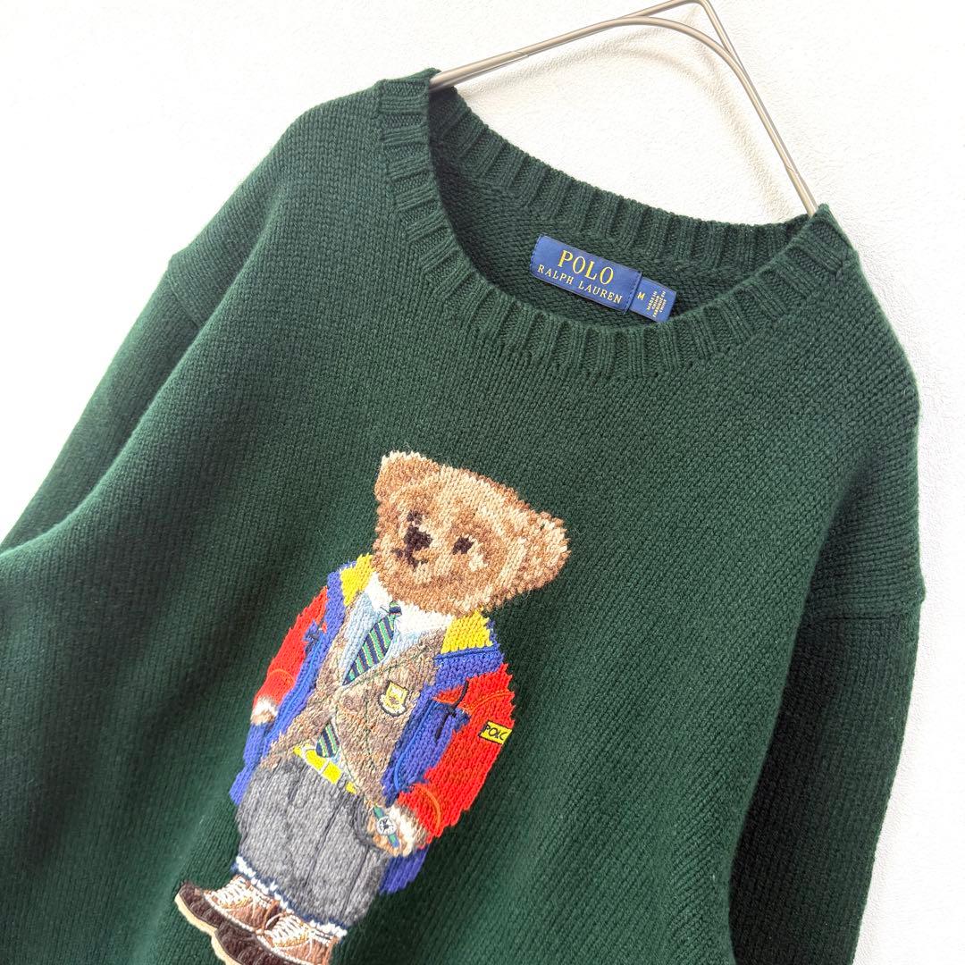【美品✨】ポロラルフローレン ポロベア カシミヤニット セーター 希少グリーンM