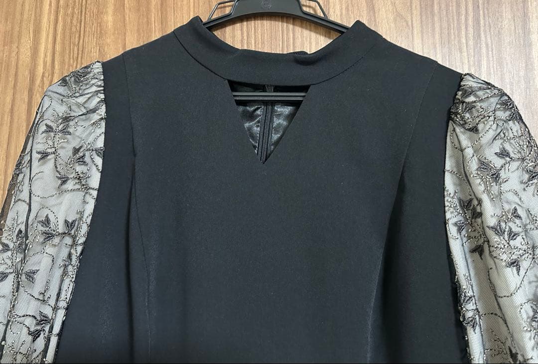 ANDRESD sleeve embroidery dress ブラック L