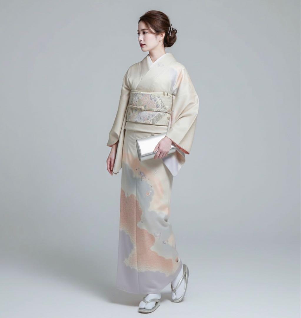 イ9988 未使用近い　美品　袷　正絹　友禅　訪問着　ぼかし染　フルセット