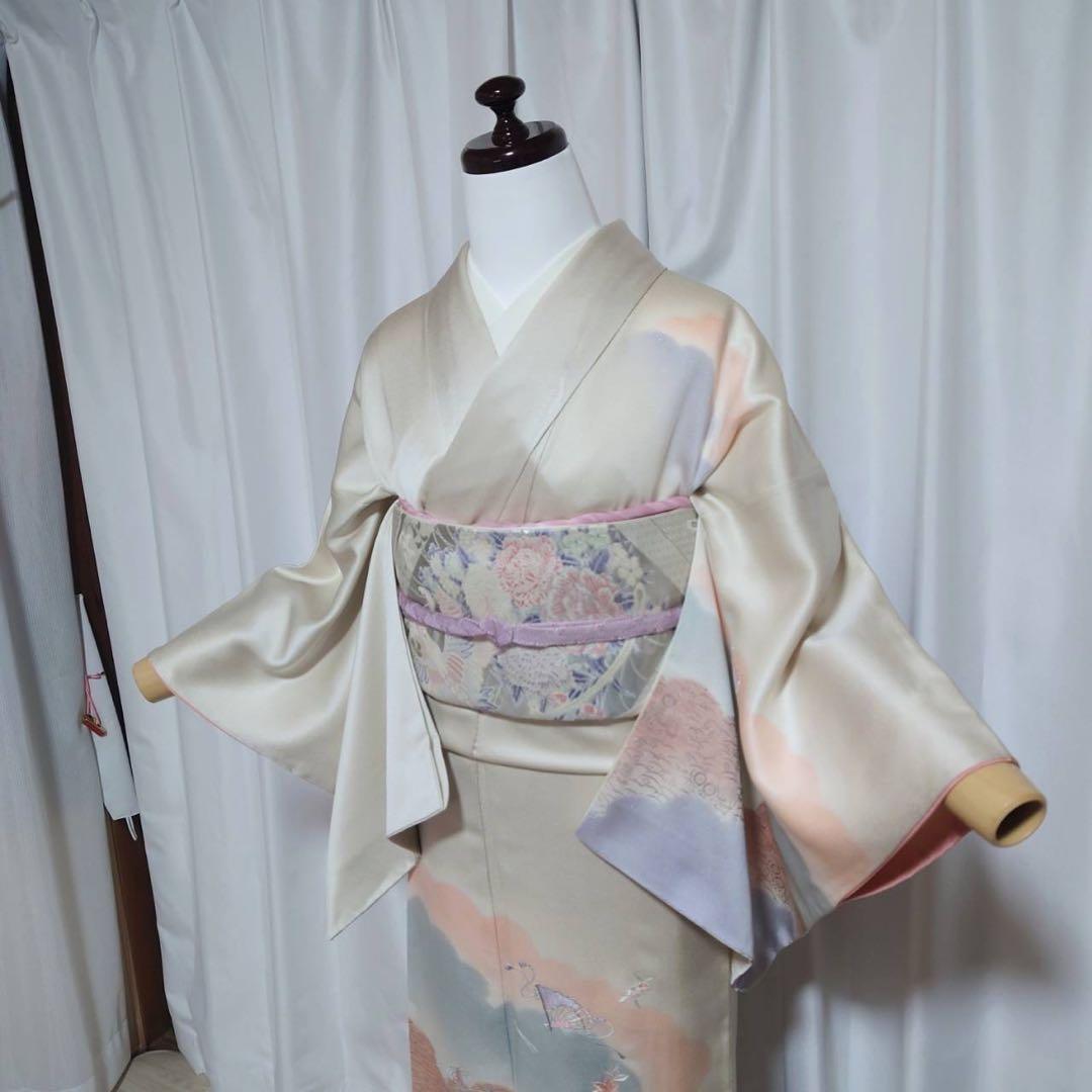 イ9988 未使用近い　美品　袷　正絹　友禅　訪問着　ぼかし染　フルセット