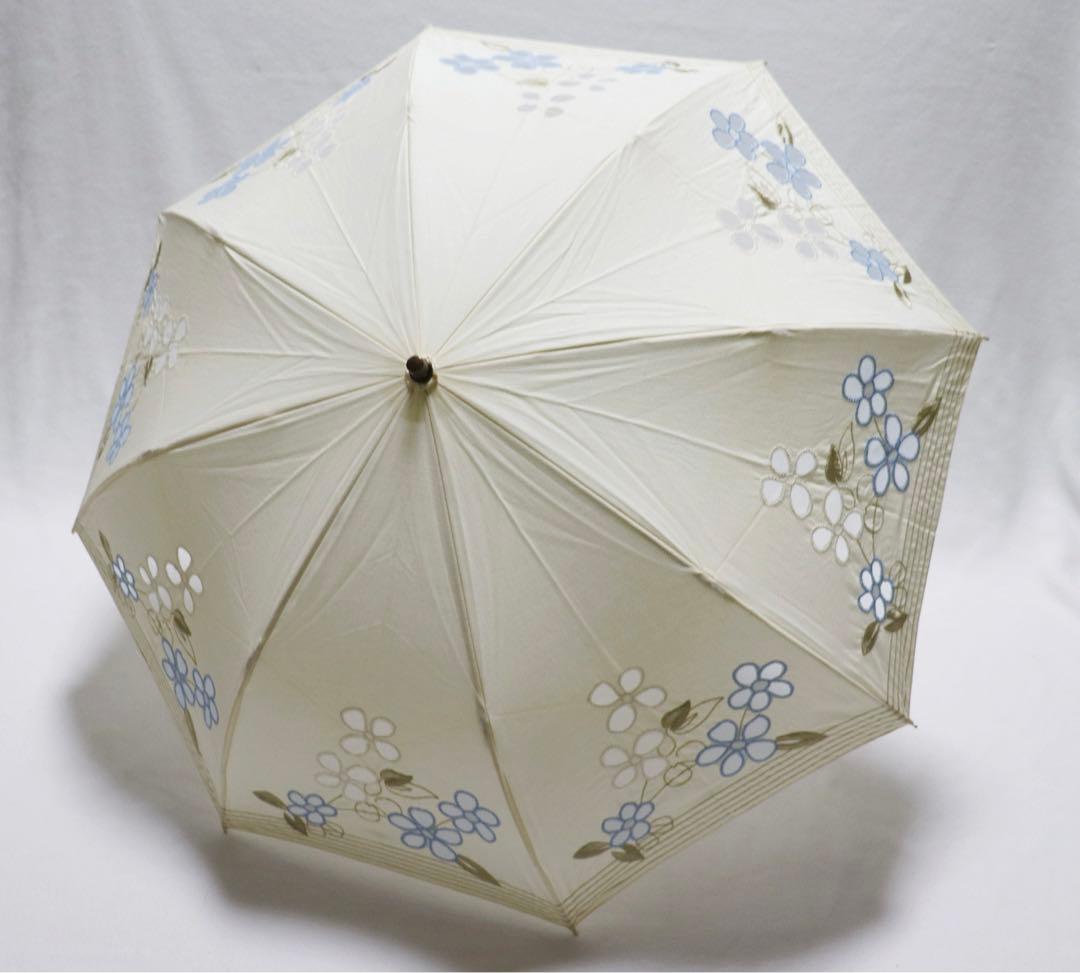 《クロエ》メッシュ 花柄刺繍 折りたたみ傘 日傘 8本骨 クリアーハンドル