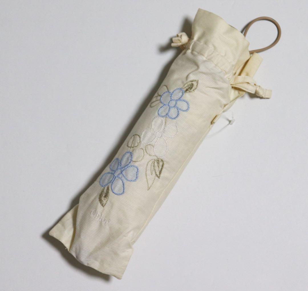 《クロエ》メッシュ 花柄刺繍 折りたたみ傘 日傘 8本骨 クリアーハンドル