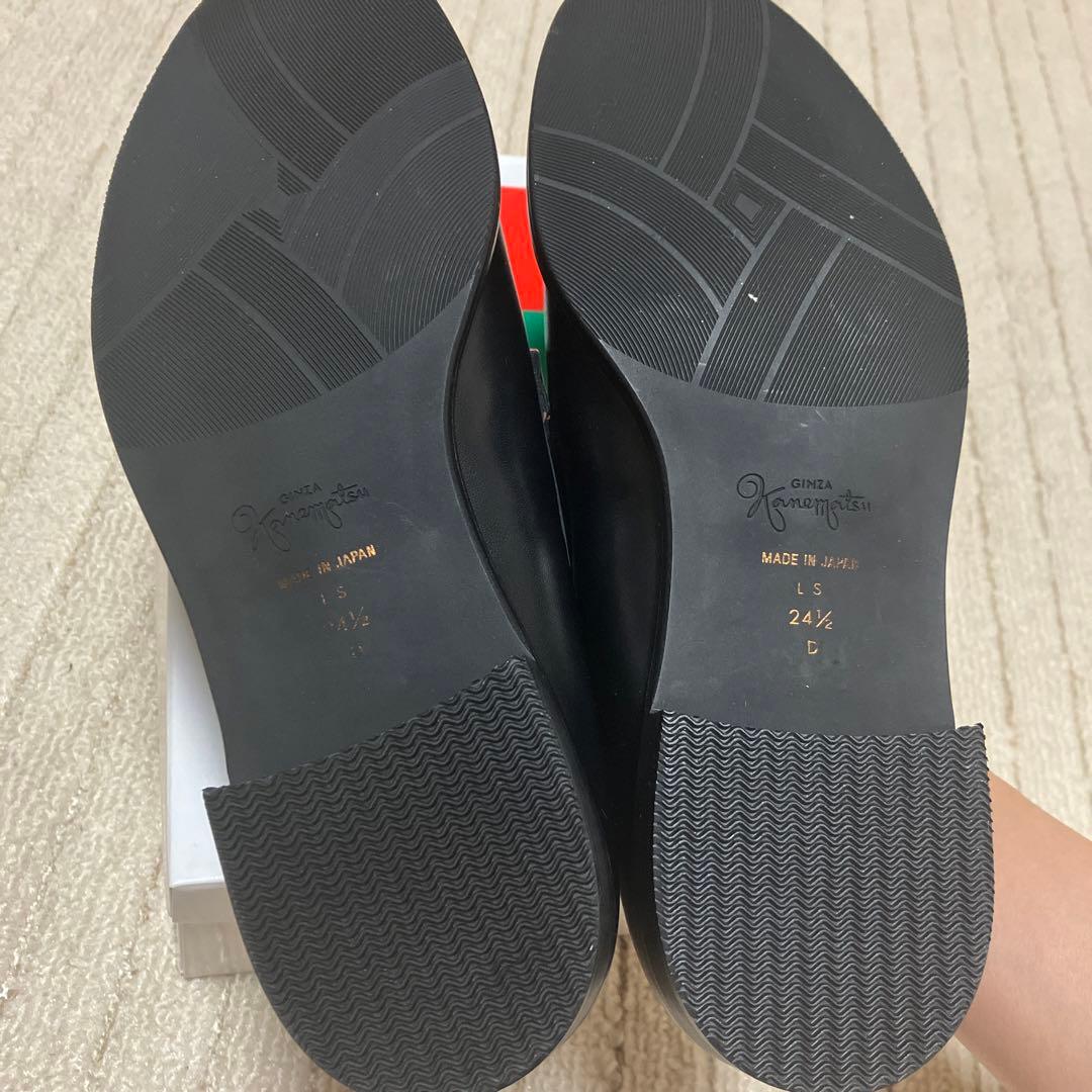 新品未使用品！銀座カネマツ　アクアベル　黒ローファー　24.5